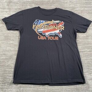 Foreigner USA Tour Shirt Mens Medium Black Band Concert Graphic T-Shirt 2024-25